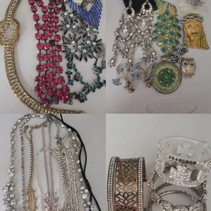 21Lb Rhinestones Junk jewelry lot good for crafts, harvest, repurpose